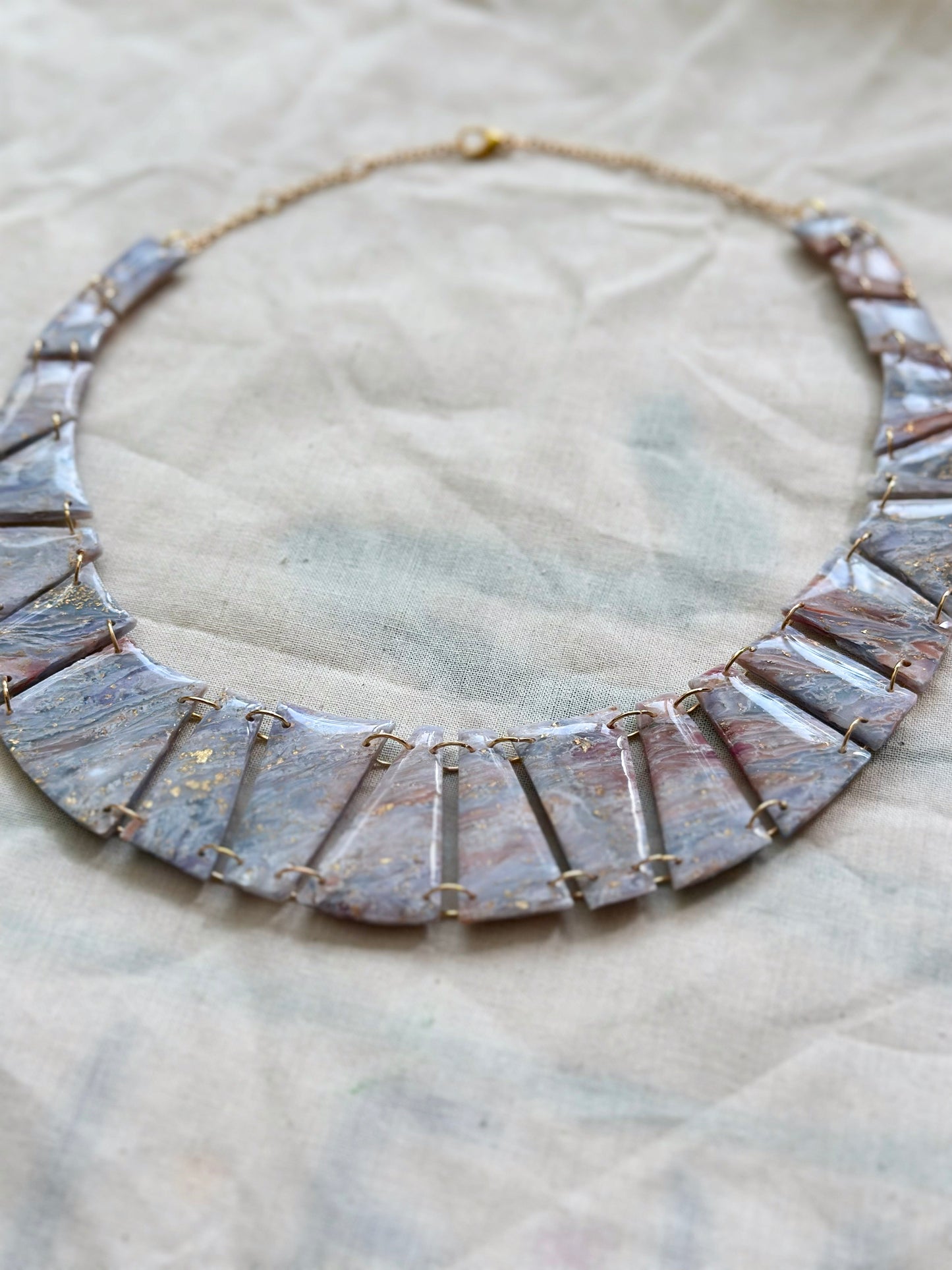 BLUE AND PINK MARBLE NECKLACE