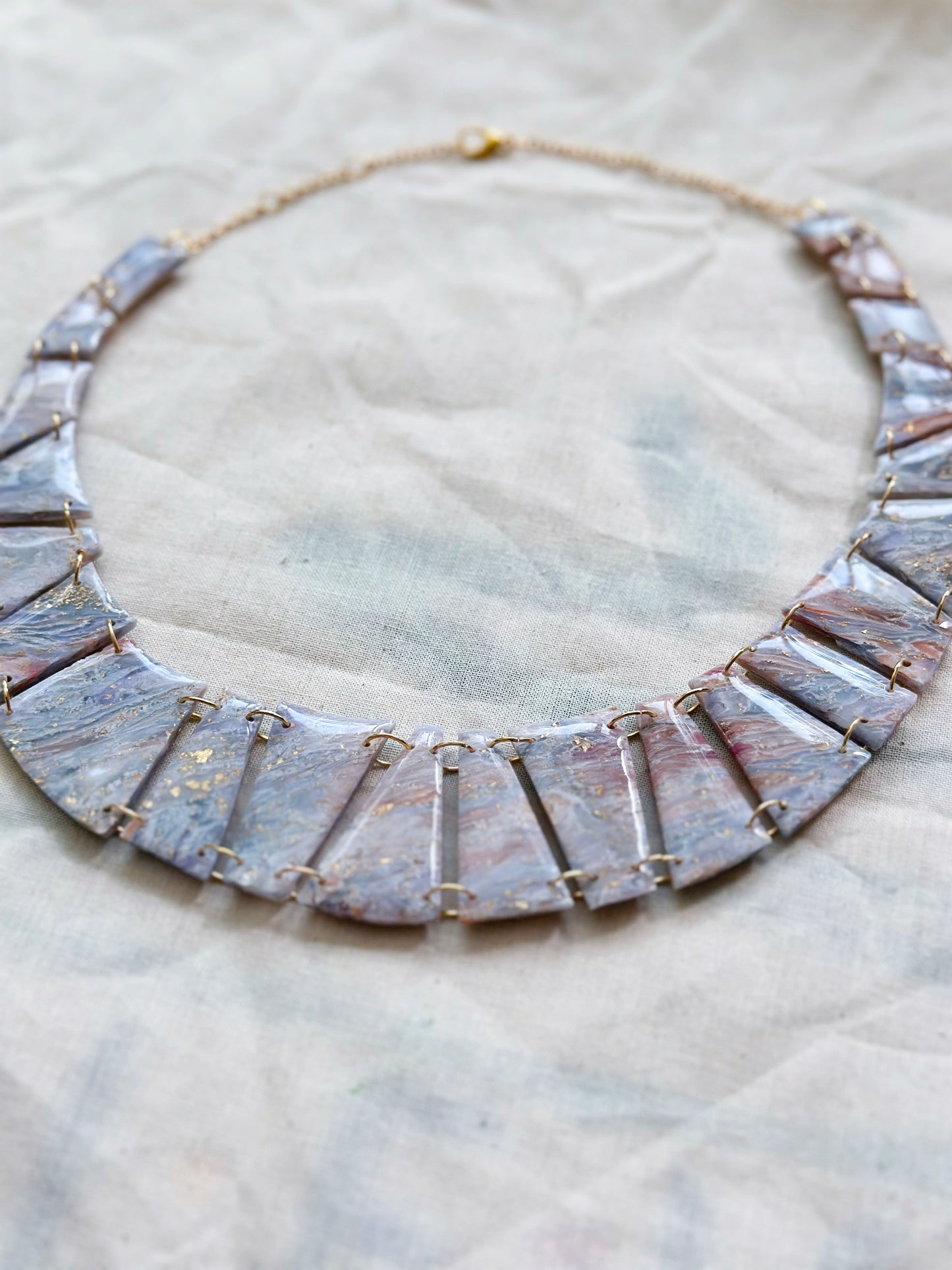 BLUE AND PINK MARBLE NECKLACE