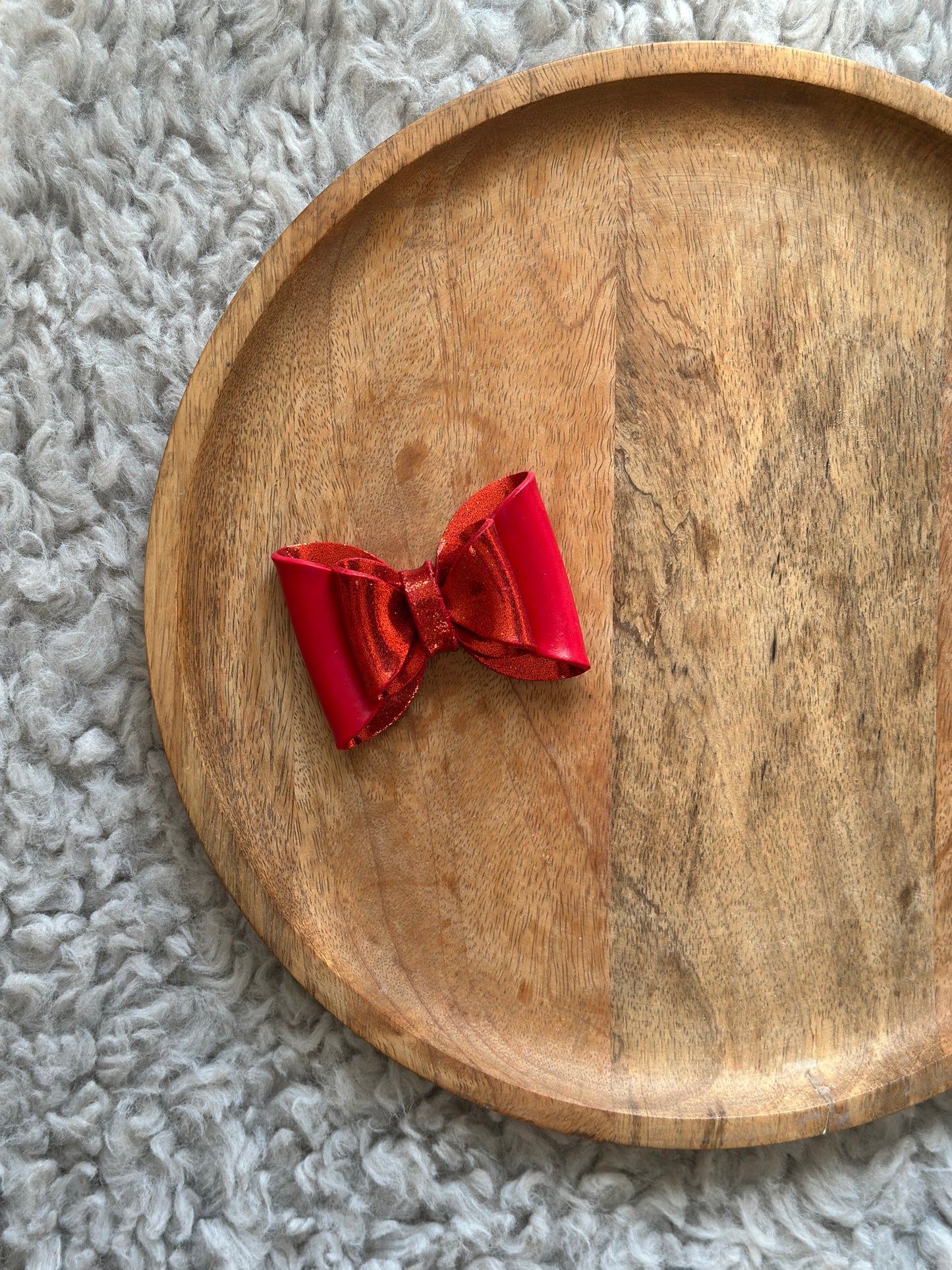 WINTER RED BOW HAIRCLIP