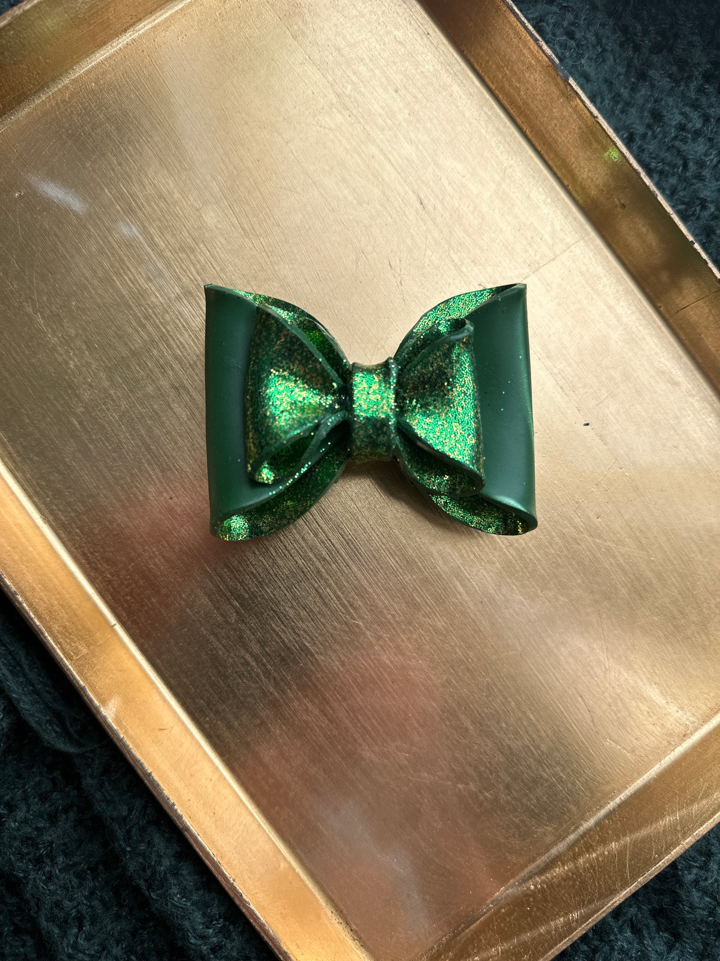 WINTER GREEN BOW  HAIRCLIP