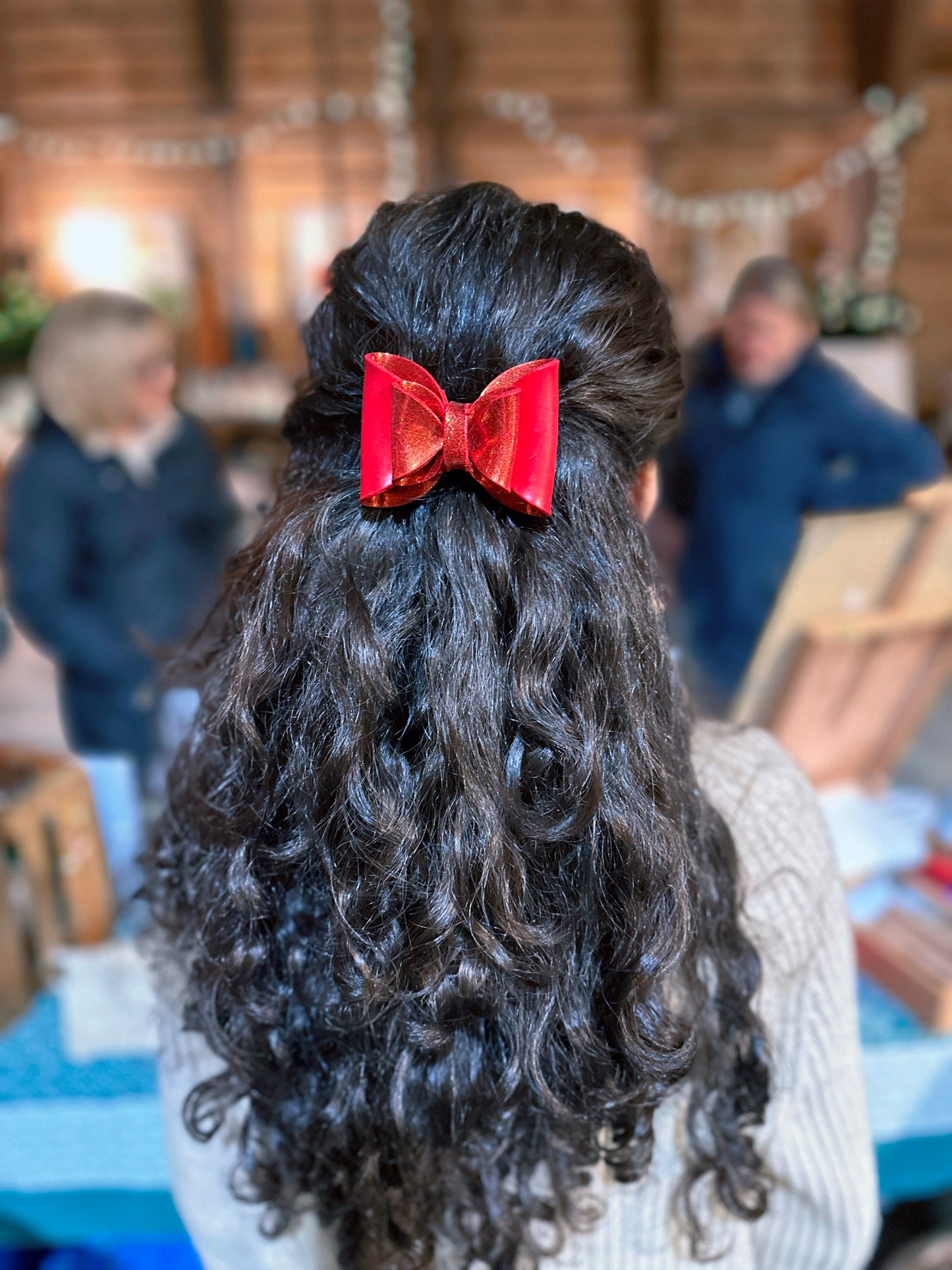 WINTER RED BOW HAIRCLIP